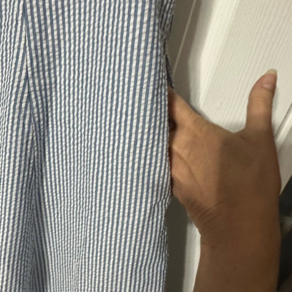 NWT Anne Klein Seersucker Sleeveless Shirt Dress - Picture 8 of 16